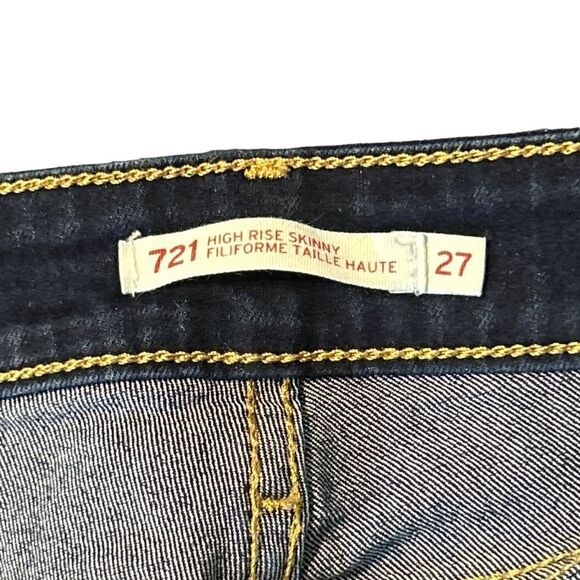 Levis Levi’s 721 High Rise Skinny Jeans Dark Wash Size 27 - Picture 10 of 13